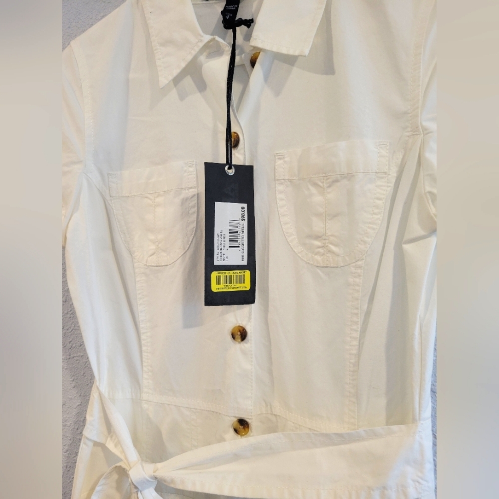 NWT Anne Klein White Midi Shirt Dress 4 - Picture 5 of 7